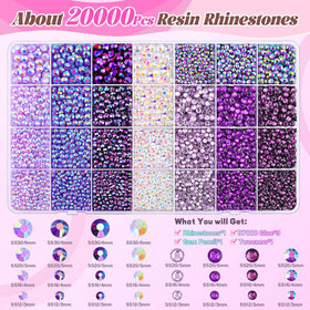 Close-up of vibrant resin rhinestones in various colours