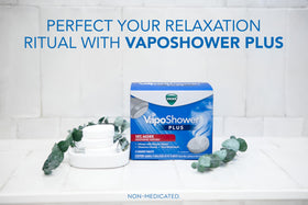 Close-up of Vicks VapoShower Plus eucalyptus shower steamer