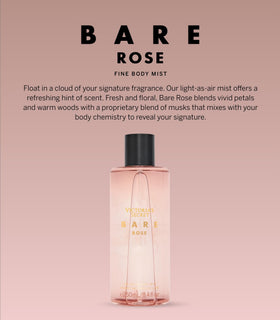 Close-up of Victoria's Secret Bare Rose mist bottle