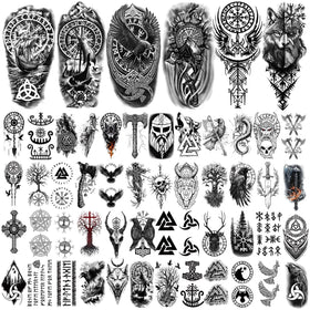 Close-up of Viking symbols including Valknut and Yggdrasil