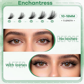 Close-up of VLVLOCK Enchantress lash clusters in various lengths