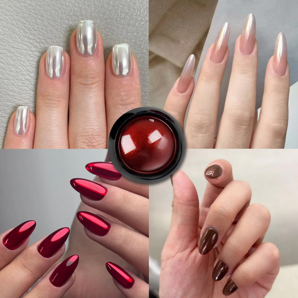 Close-up of Vonrui gold chrome nail powder jar