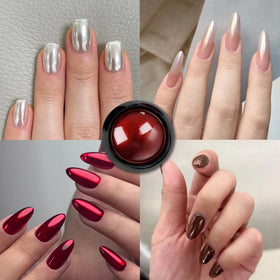 Close-up of Vonrui gold chrome nail powder jar