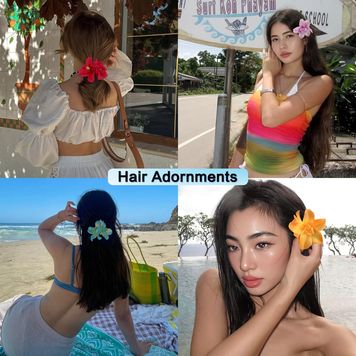 Close-up of VRbeatter Hawaiian Flower Hair Clip with vibrant colours