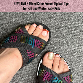 Close-up of Warm Orange French Tip Toe Nail Tip
