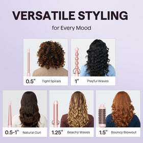 Close-up of wavytalk curling wand barrel options