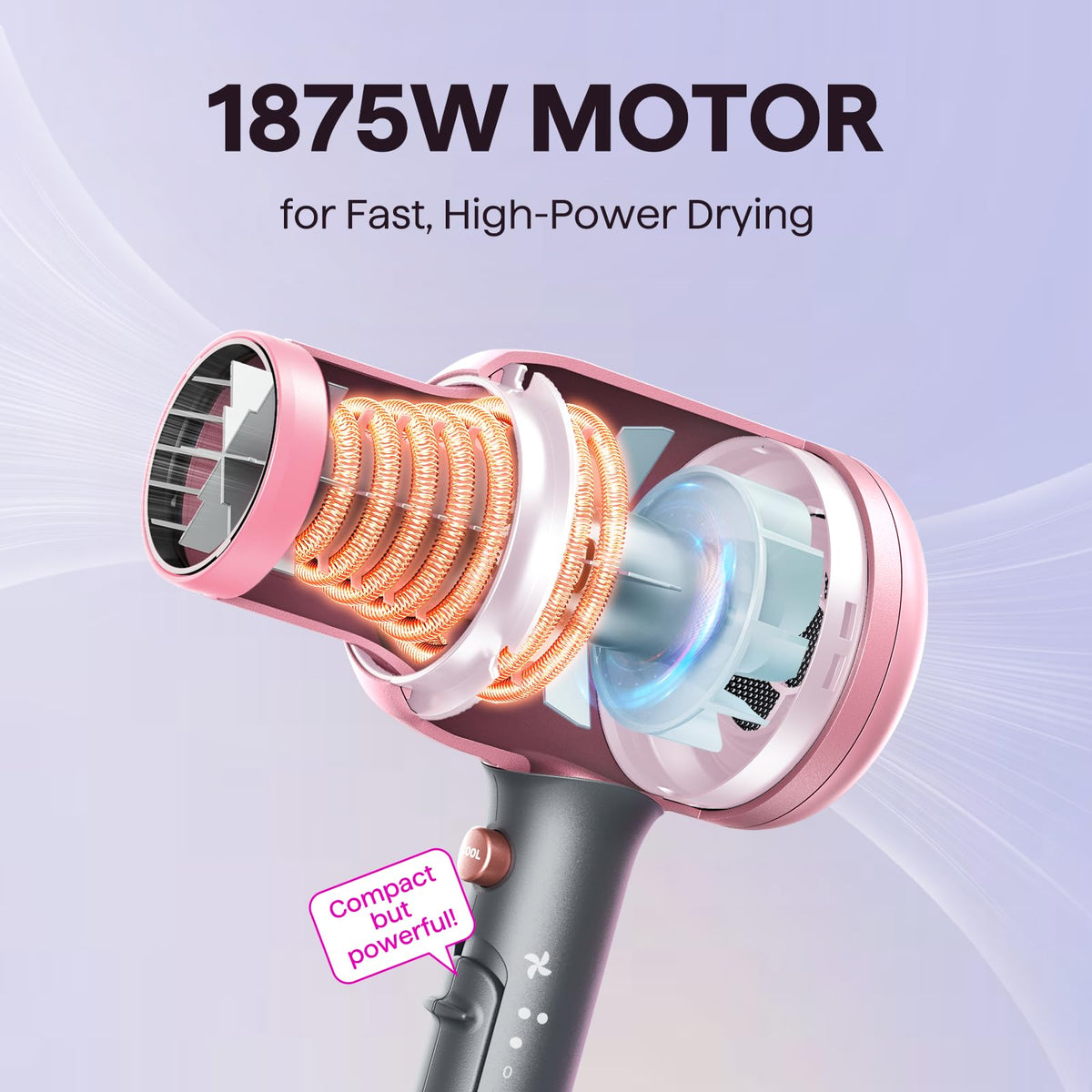close-up of wavytalk hair dryer controls
