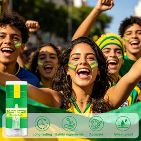 Close-up of WEEMAY Face Paint Stick with green, yellow, and green