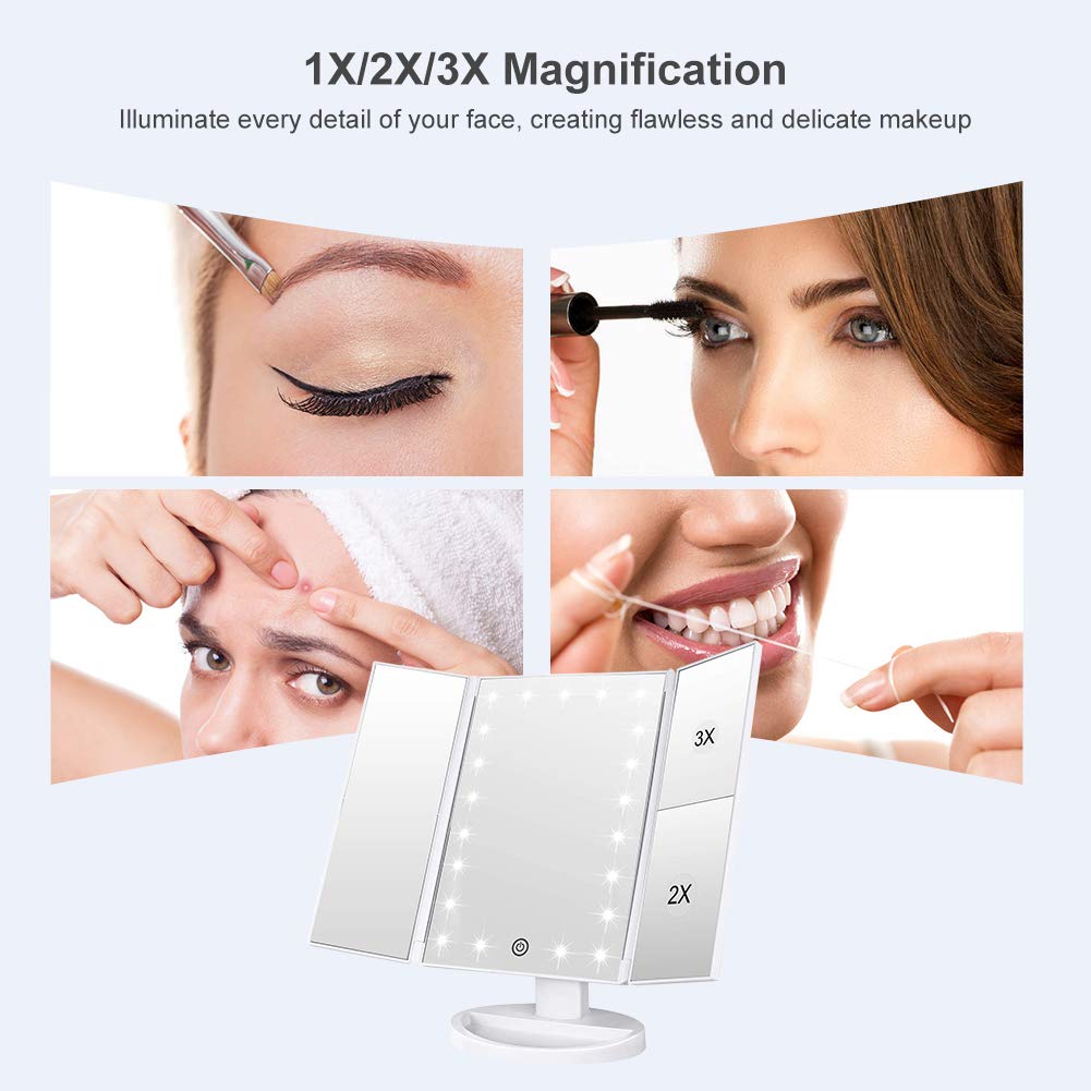 Close-up of WEILY Makeup Mirror 2X and 3X magnification