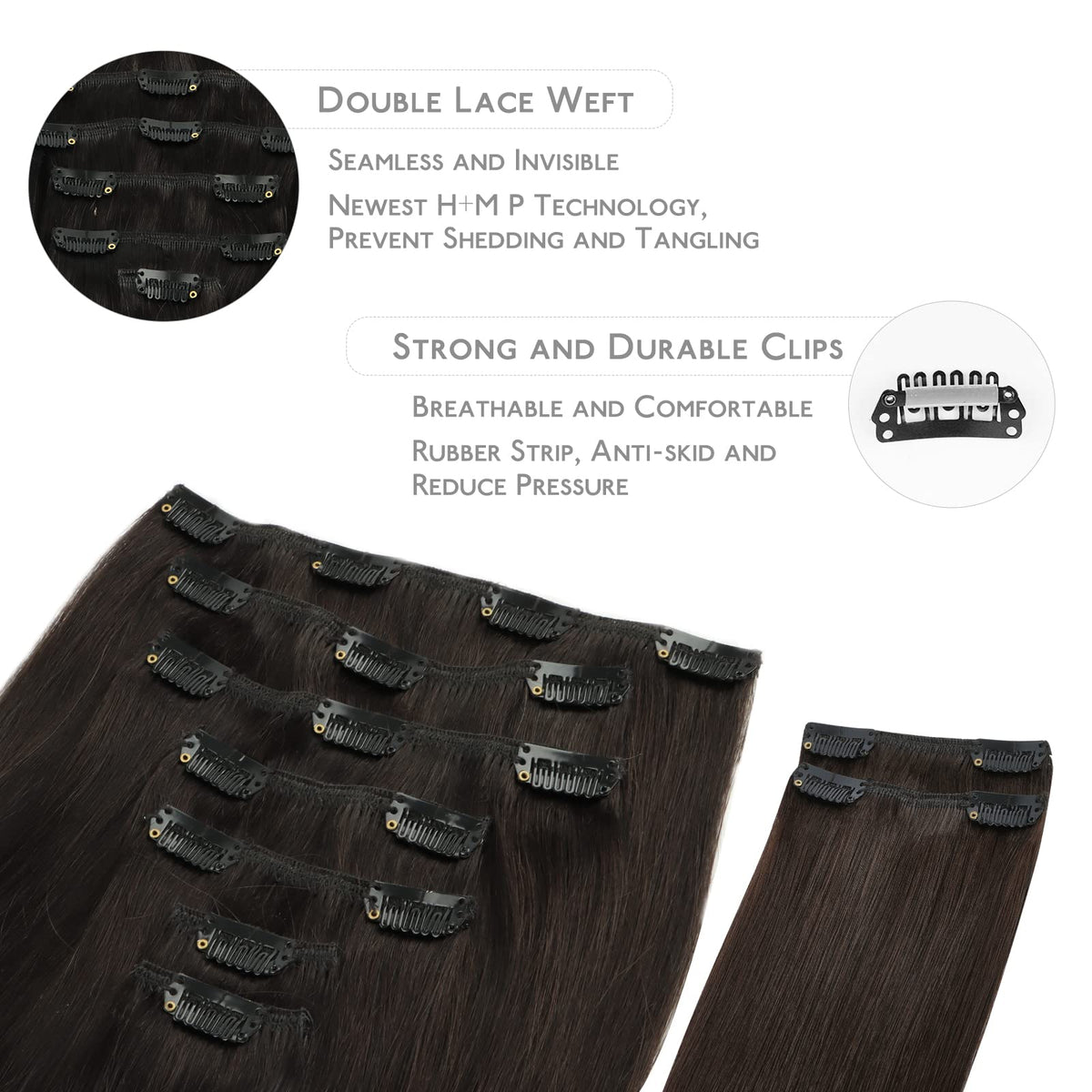 Close-up of Wennalife Clip in Hair Extensions clips