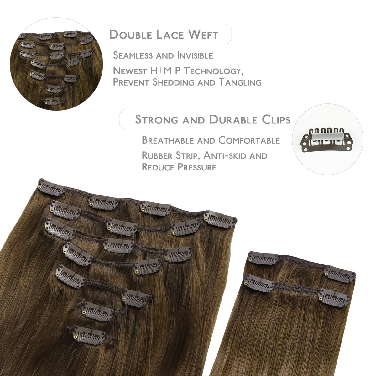 Close-up of Wennalife Clip In Hair Extensions clips