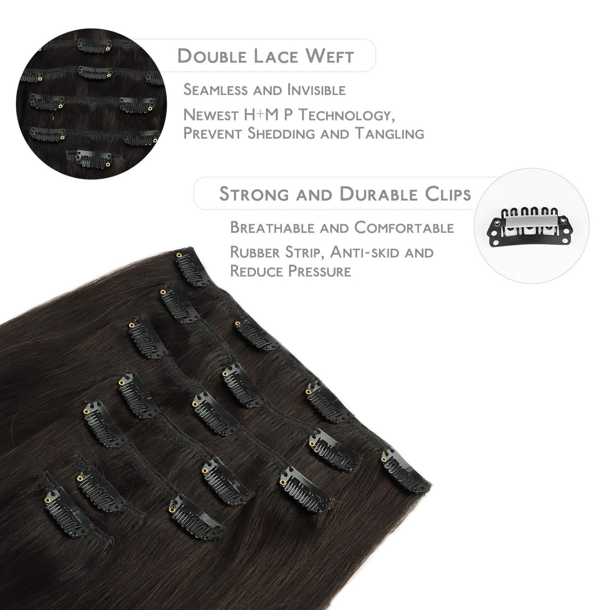 Close-up of Wennalife Clip In Hair Extensions clips