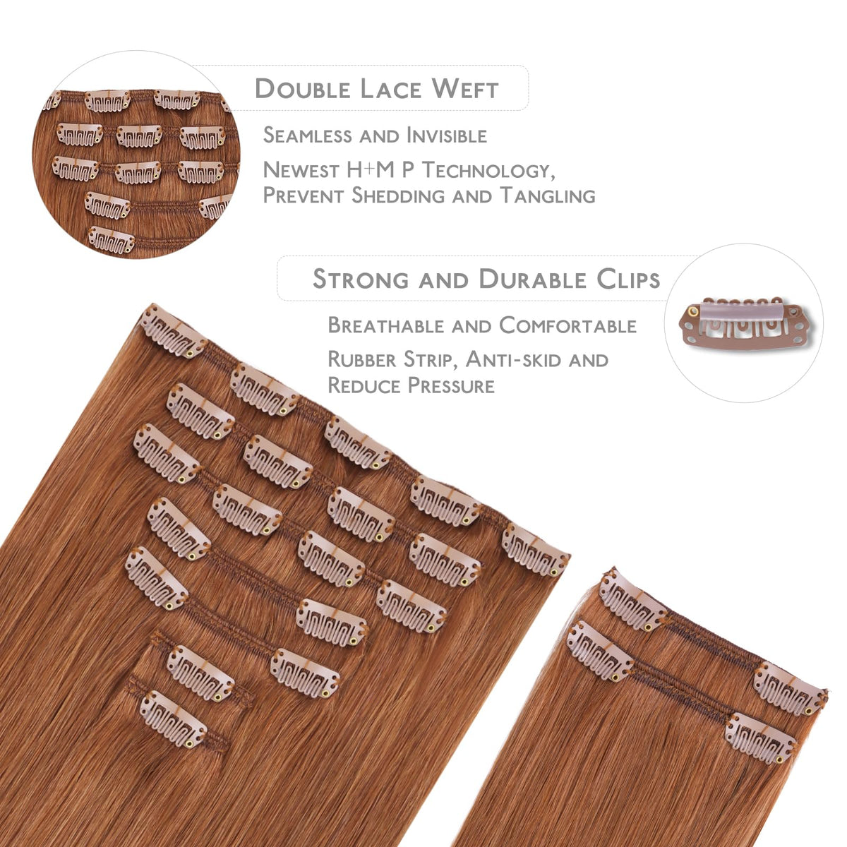 Close-up of Wennalife Clip In Hair Extensions clips