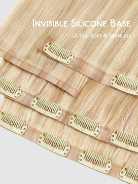 Close-up of Wennalife Clip in Hair Extensions PU skin weft