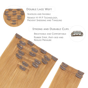 Close-up of Wennalife clip in hair extensions showing silicon-backed clips