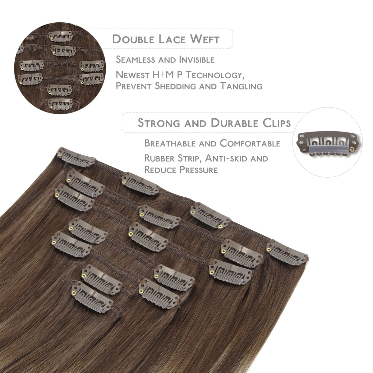 Close-up of Wennalife Clip In Hair Extensions showing soft texture