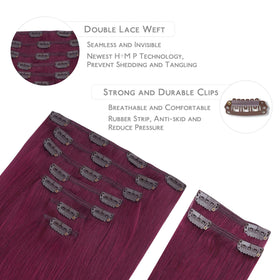 Close-up of Wennalife Light Burgundy Hair Extensions texture