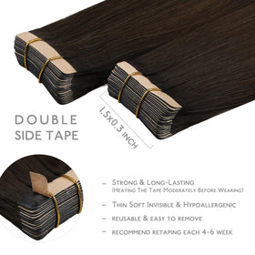 Close-up of Wennalife Tape in Hair Extensions showing the invisible tape