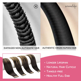 Close-up of Wennalife Tape in Hair Extensions texture