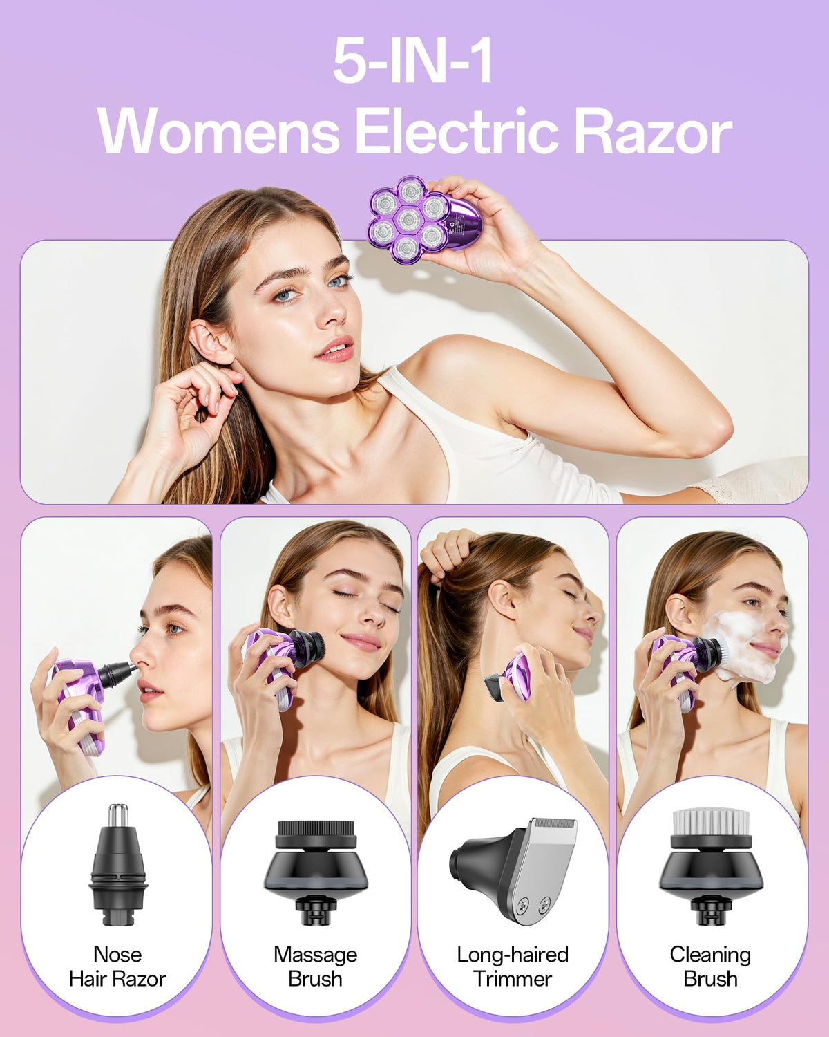 Close-up of WEQOEE electric razor's 7D floating magnetic heads