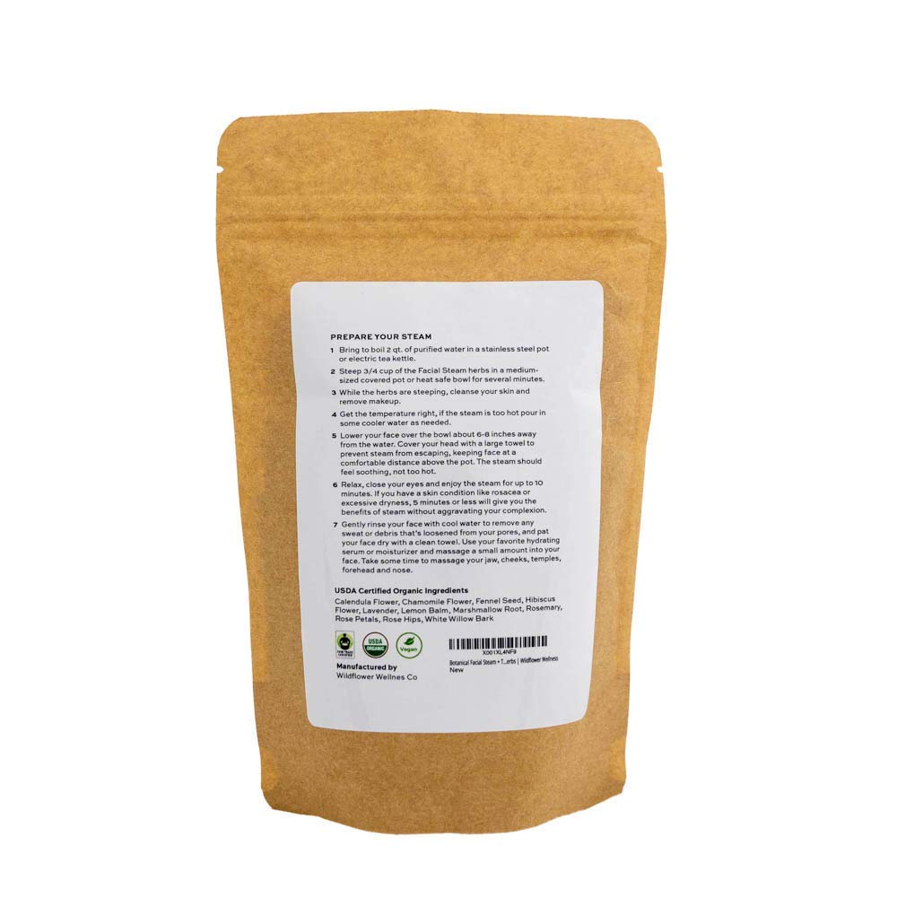 Close-up of WILDFLOWER WELLNESS Botanical Facial Steam herbs