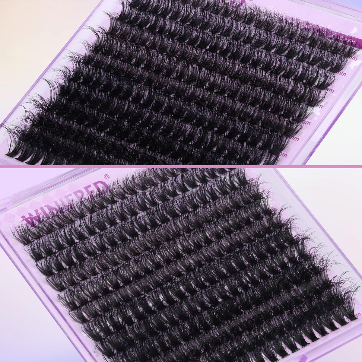 Close-up of Winifred 50D thick lash clusters