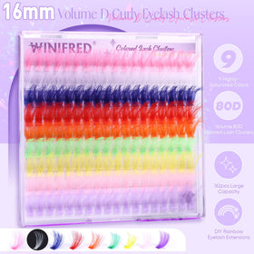 Close-up of Winifred Colored Lash Clusters showing 9 different shades