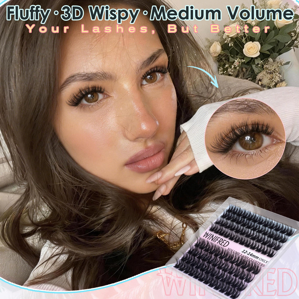 Close-up of Winifred Fluffy Lash Clusters showing fluffy texture
