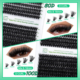 Close-up of wispy eyelash clusters from LASHSUN