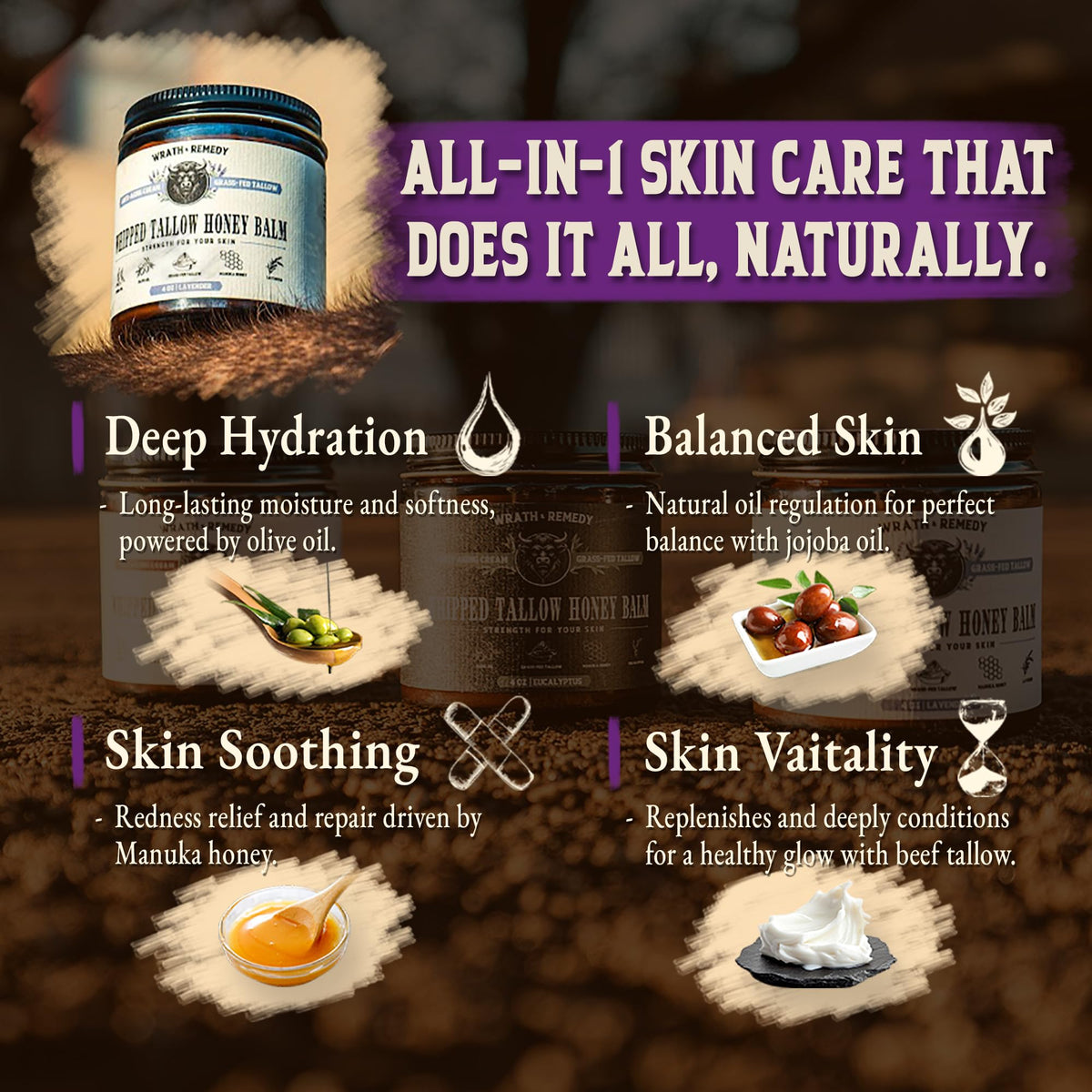 Close-up of Wrath & Remedy Organic Beef Tallow Whipped Honey Balm texture