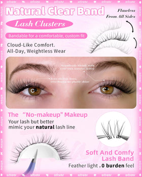 Close-up of wtvane lash clusters with C curl