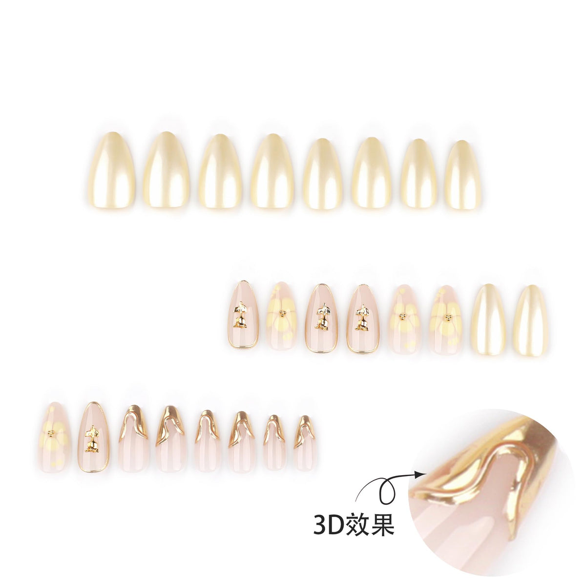 Close-up of XZMeiLun floral press on nails