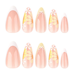 Close-up of XZMeiLun floral press on nails showing details