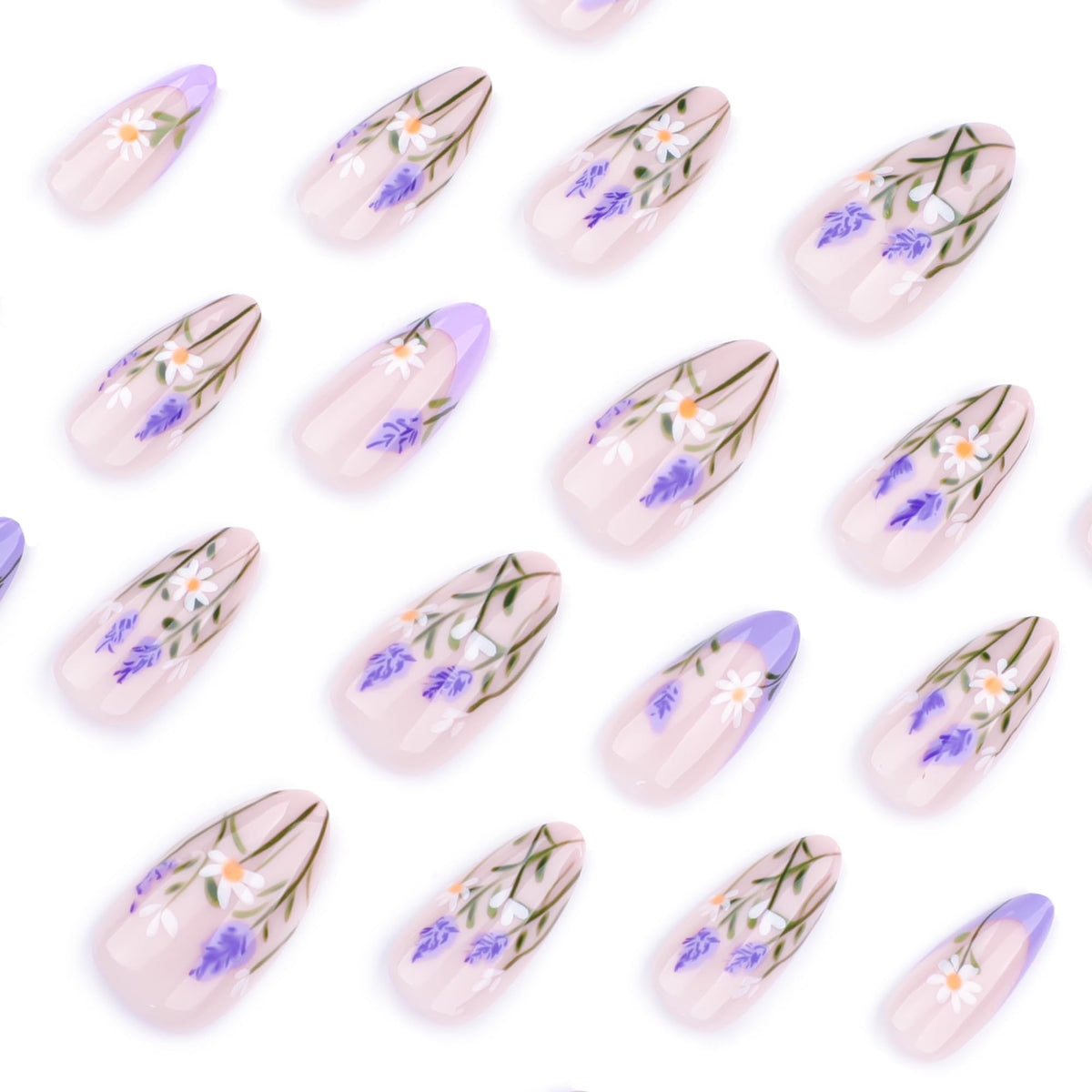 Close-up of XZMeiLun Press On Nails floral pattern