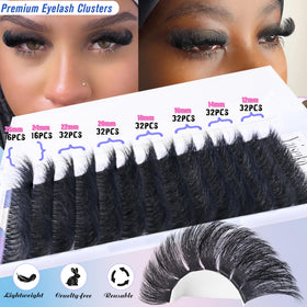 Close-up of Yaiseiko Lash Clusters showing 12-25mm lengths
