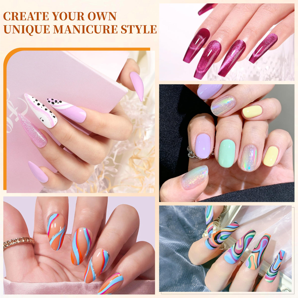 Close-up of YALSYNY gel nail polish colours