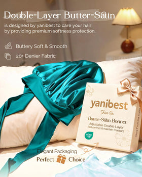 Close-up of YANIBEST Satin Bonnet adjustable tie band