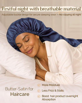 Close-up of YANIBEST Satin Bonnet with drawstring feature