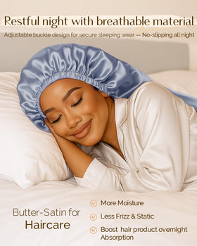 Close-up of YANIBEST Satin Sleep Bonnet drawstring and elastic band