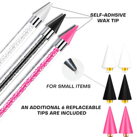Close-up of Yaoociy rhinestone picker tool showing wax tips