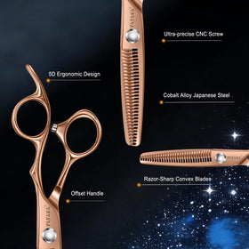Close-up of YASAKA thinning shears blades with 30 teeth