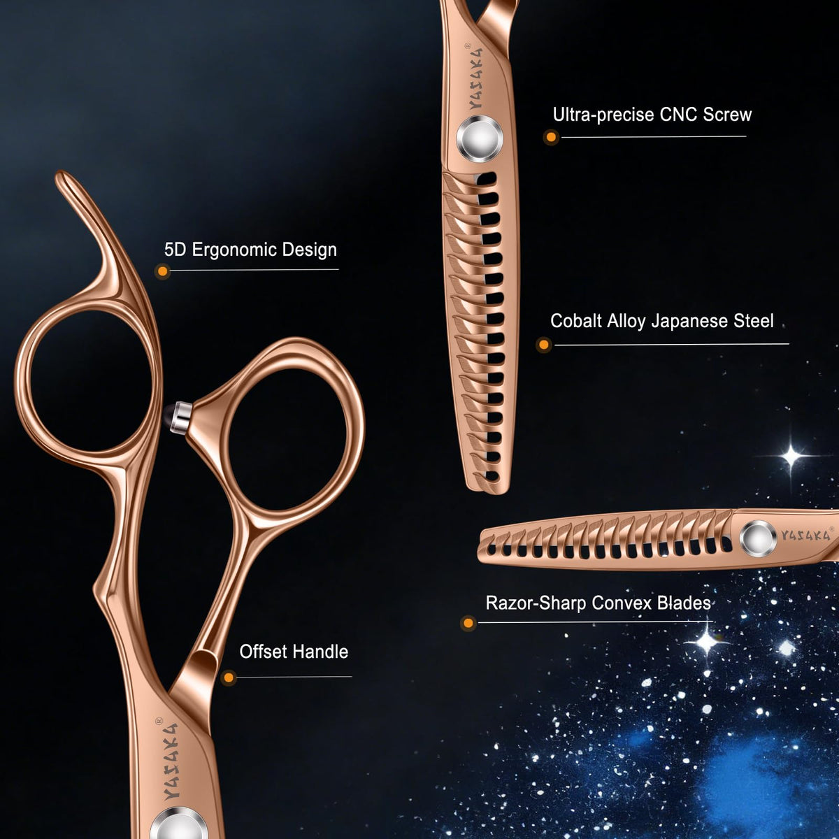 Close-up of YASAKA thinning shears precision teeth