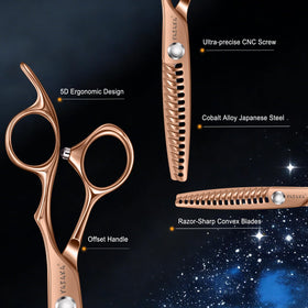Close-up of YASAKA thinning shears precision teeth