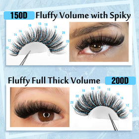 Close-up of Yawamica 150D+200D lash clusters in various lengths