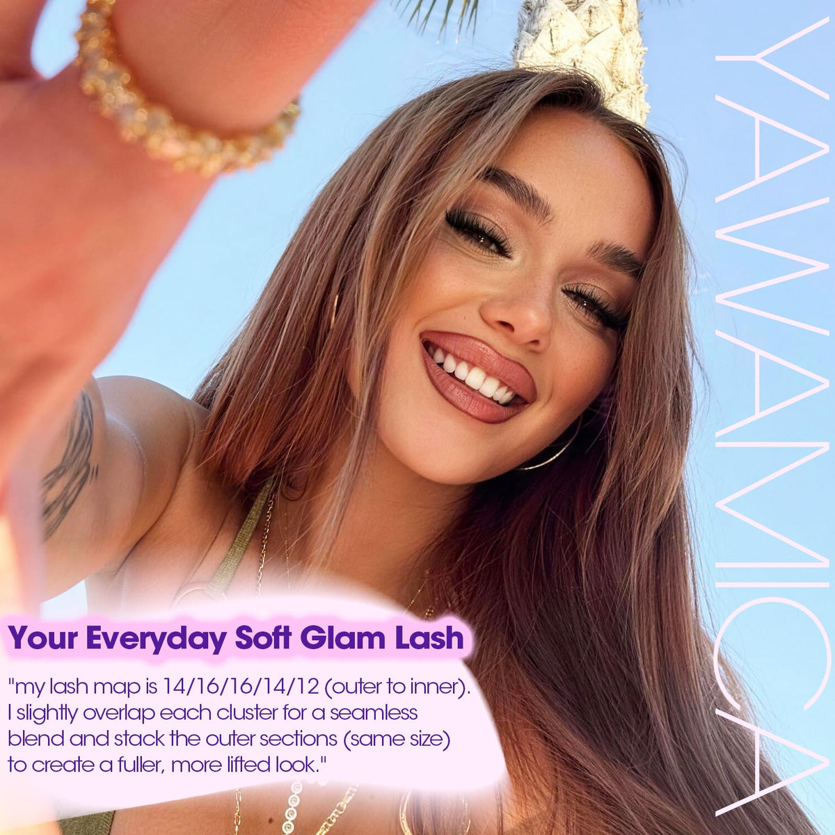 Close-up of Yawamica Fluffy Lash Clusters in packaging