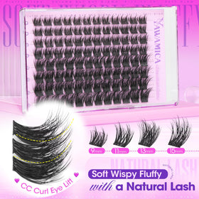 Close-up of Yawamica Fluffy Lash Clusters showing soft faux mink fibers