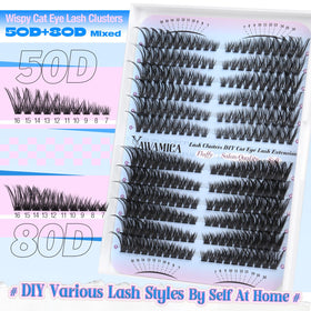 Close-up of Yawamica lash clusters in 7-16mm lengths