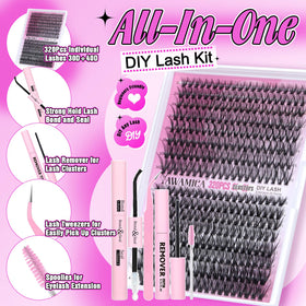 Close-up of Yawamica lash clusters showing 9-16mm lengths
