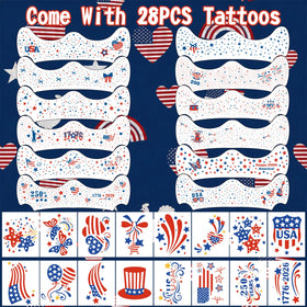 Close-up of Yazhiji 4th of July face tattoos showing USA flag