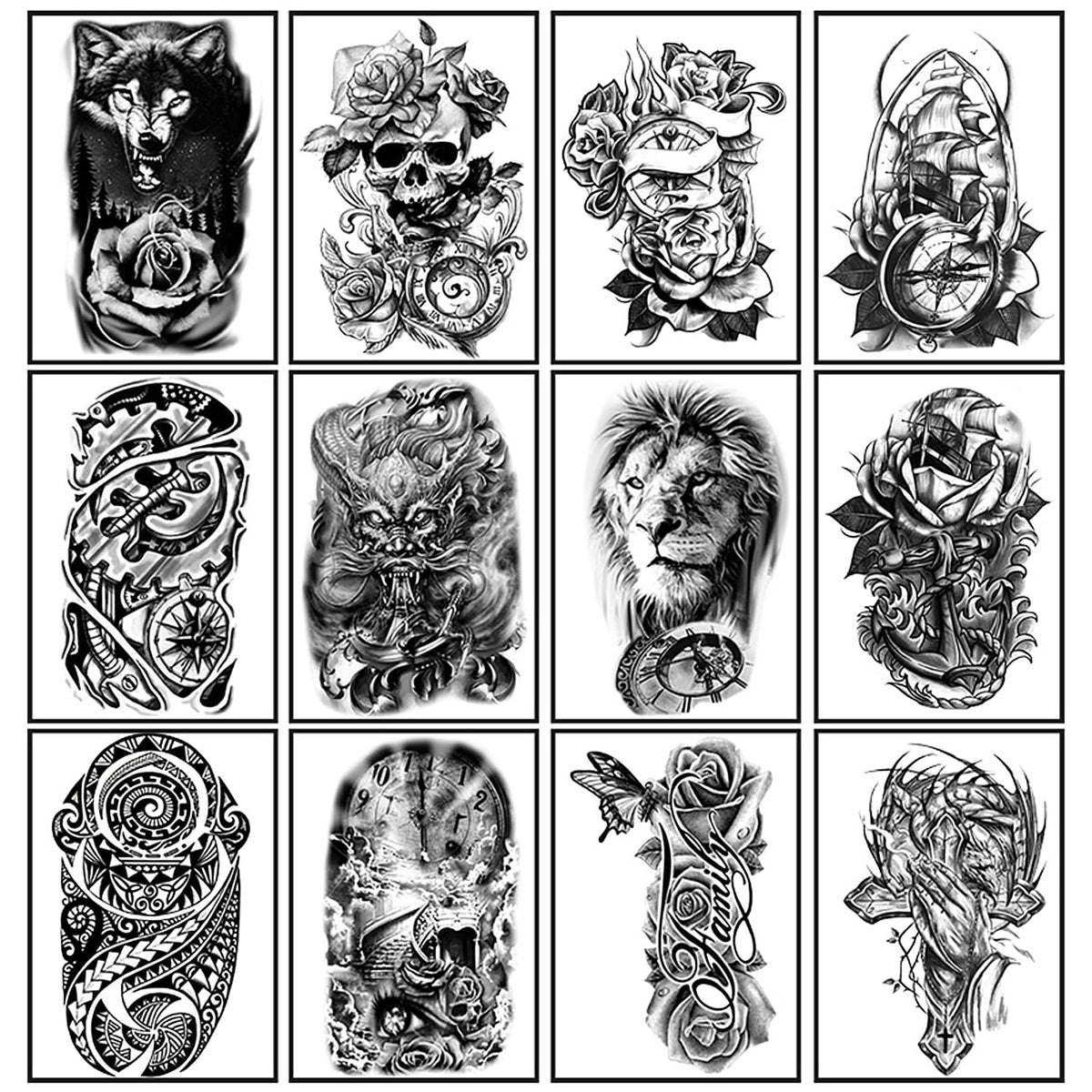 Close-up of Yazhiji large temporary tattoo sheet showing intricate patterns